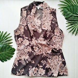 CAbi Rosewater Floral Chiffon Wrap Top #594